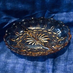 Anchor Hocking Amber Glass Divided Dish Fairfield pattern